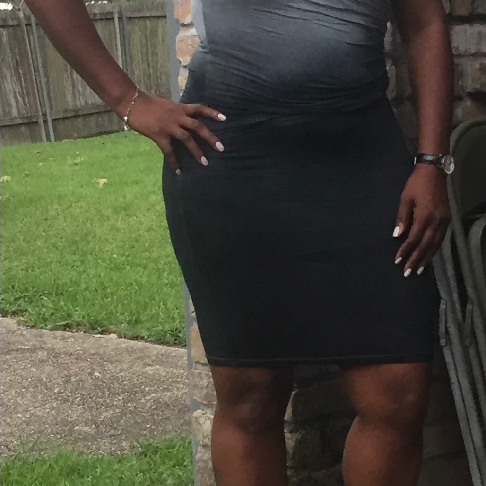 Grey and Black side rushed dress
